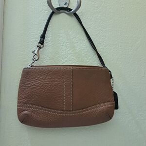 Vintage Coach Brown Pebbled Leather Wristlet